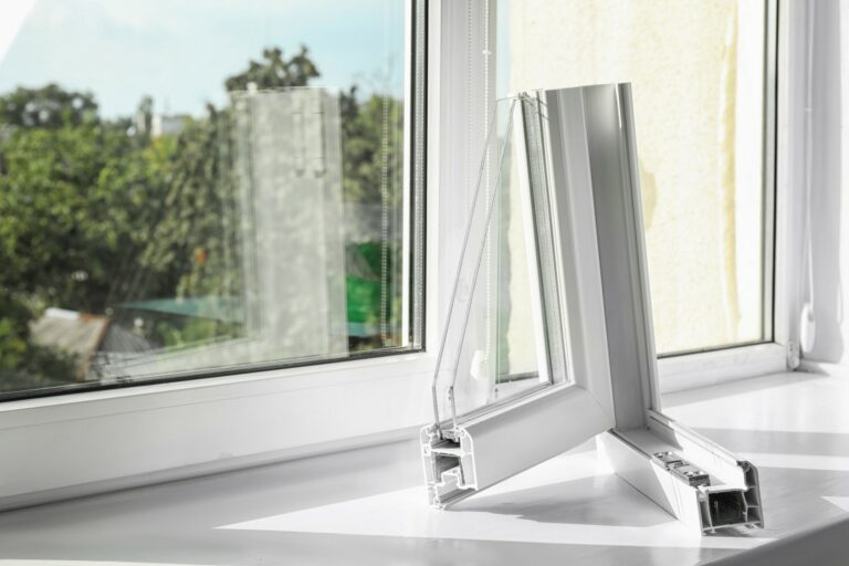 Sample of modern window profile on sill